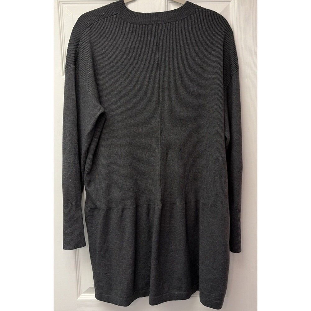 Serra Womens Charcoal Gray Ribbed Long Sleeve Cable Sweater Dress M 8-10 NEW